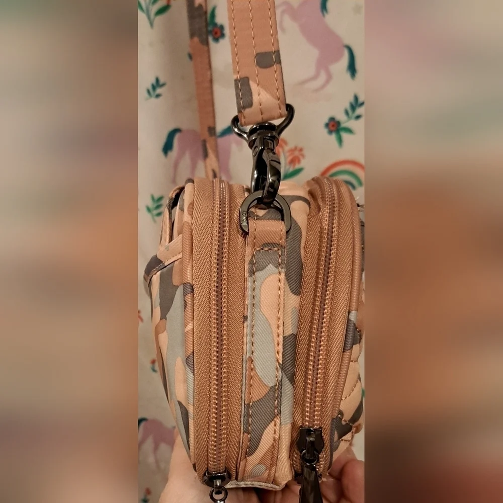 NWOT Lug Roundabout Pink & Grey Camo Nylon Neutral Casual Everyday Purse Bag
